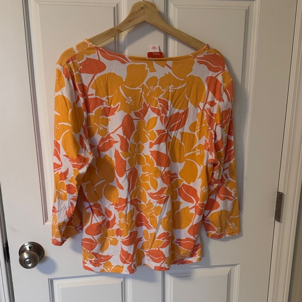 hearts of palm Orange & Yellow Floral Scoop-Neck Tunic - Picture 3 of 7